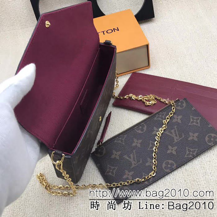 路易威登LV頂級原單 M61276老花三合一獨家實拍 PochetteFelicie手袋 手拿包 女士錢包 ZY1070